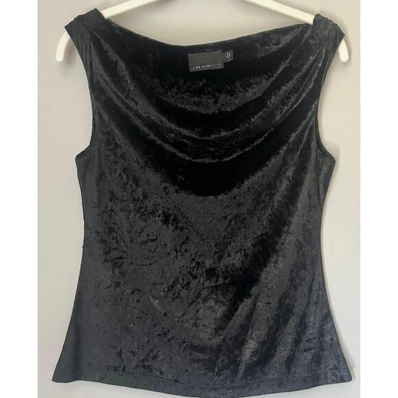 The Limited Black Velvet Draped Neckline Top & Midi Pull-on Skirt w/Ruffle Set - Picture 4 of 7